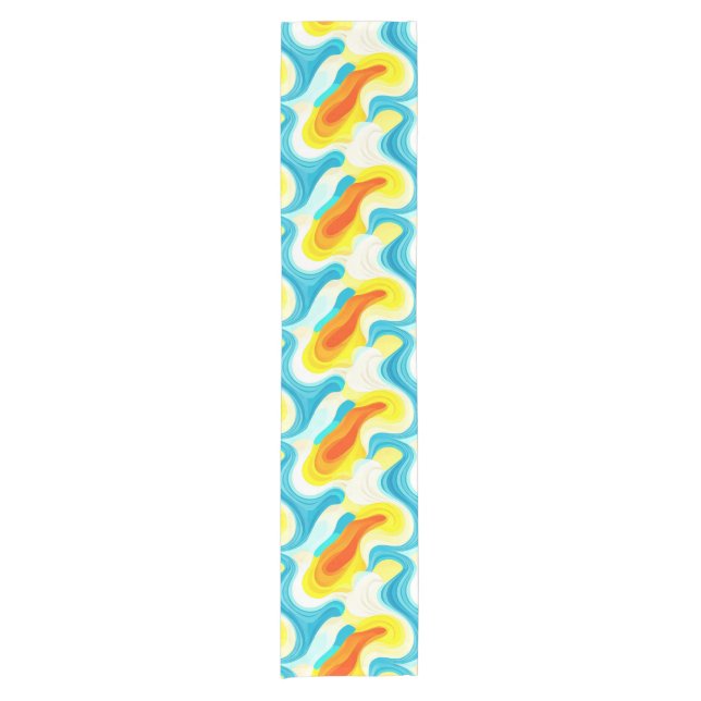 Colorful Abstract Wavy Pattern Short Table Runner (Front)