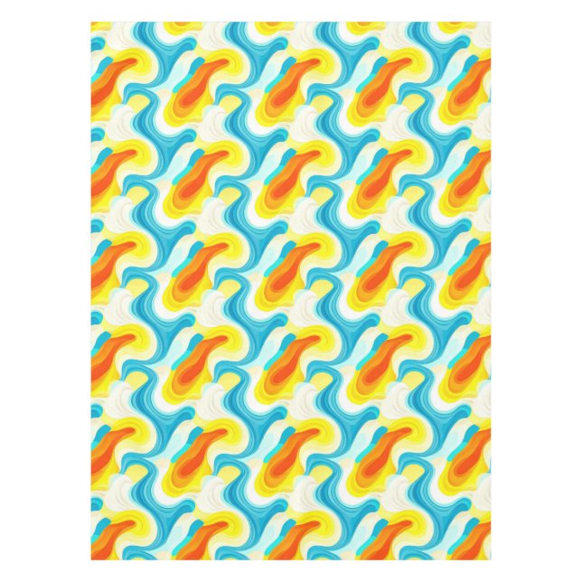 Colorful Abstract Wavy Pattern Tablecloth (Front)