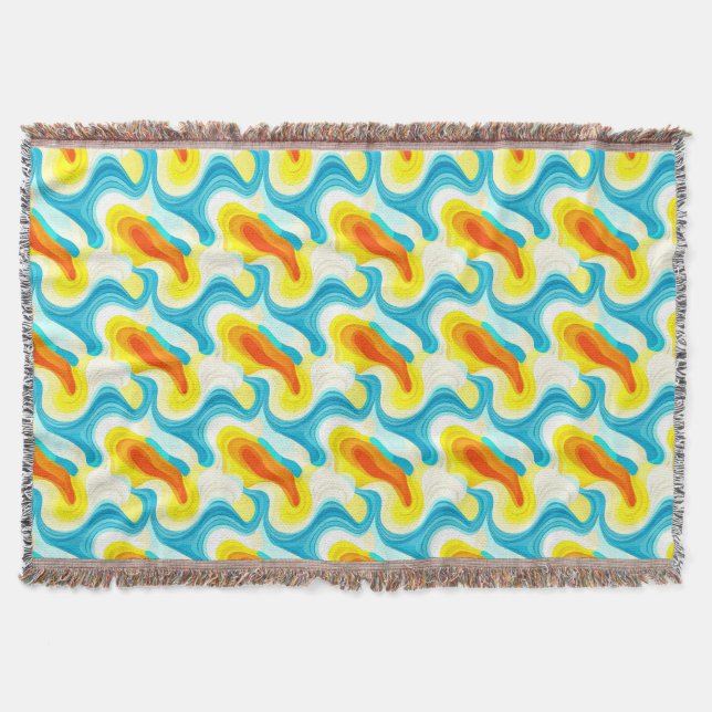 Colorful Abstract Wavy Pattern Throw Blanket (Front)