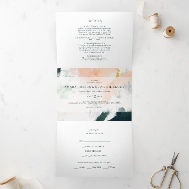 Colorful Abstract Wedding All In One Tri-fold (Inside)