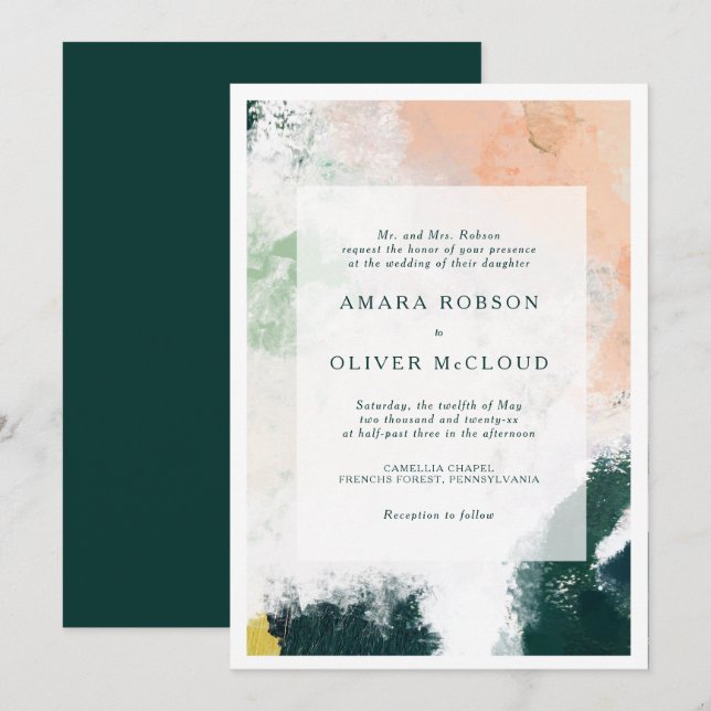 Colorful Abstract Wedding Invitation (Front/Back)