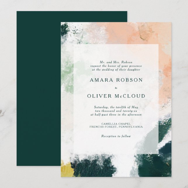 Colorful Abstract Wedding Invitation (Front/Back)