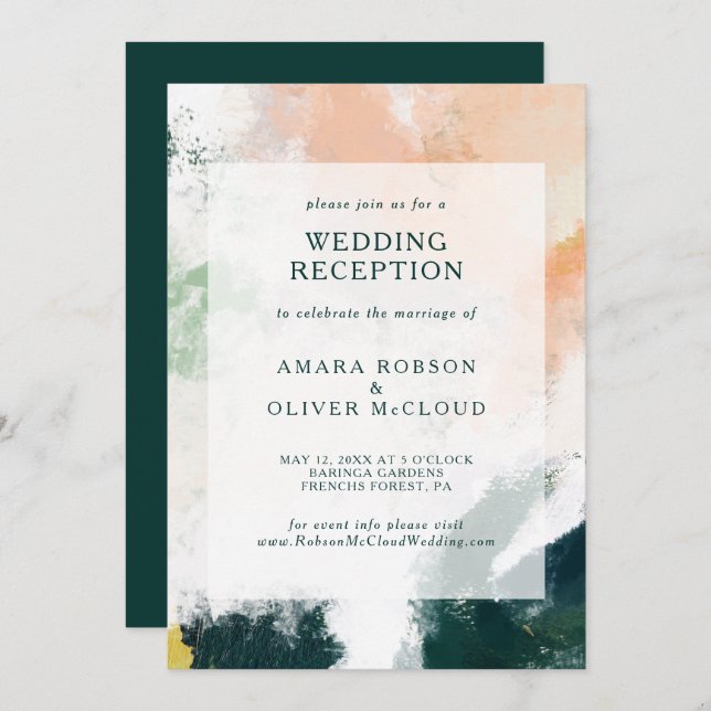 Colorful Abstract Wedding Reception Invitation (Front/Back)