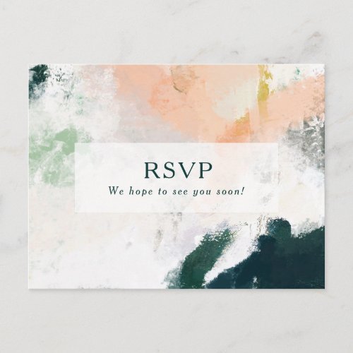 Colorful Abstract Wedding RSVP Postcard