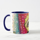 Colorful Abstract Whimsical Face Quirky Artistic   Mug (Left)