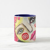 Colorful Abstract Whimsical Face Quirky Artistic   Mug (Center)