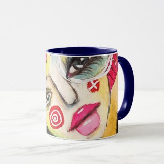 Colorful Abstract Whimsical Face Quirky Artistic  