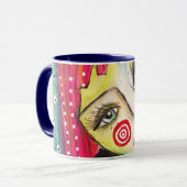 Colorful Abstract Whimsical Face Quirky Artistic   Mug (Front Left)