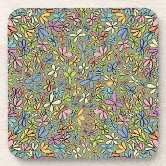 Colorful Abstract Wildflower Garden Beverage Coaster