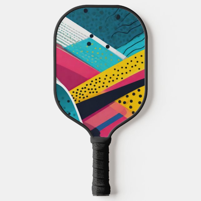 Colorful abstract with dots pickleball paddle (Front)