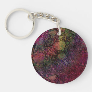 Colorful abstract with grungy circles keychain
