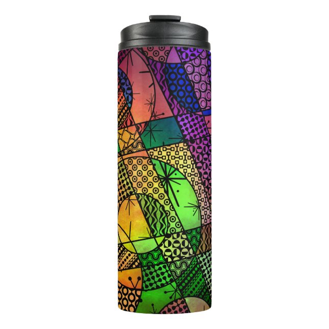 Colorful Abstract with Textures & Patterns Thermal Tumbler (Front)