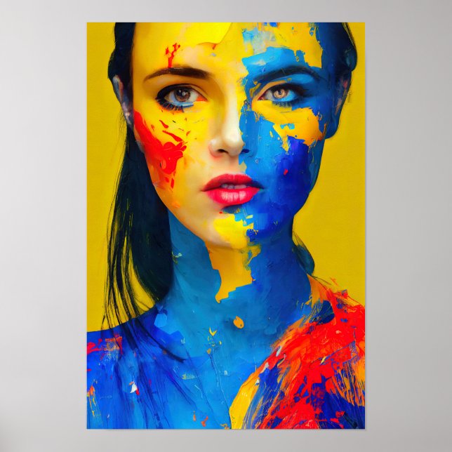 Colorful Abstract Woman Face Poster Print (Front)