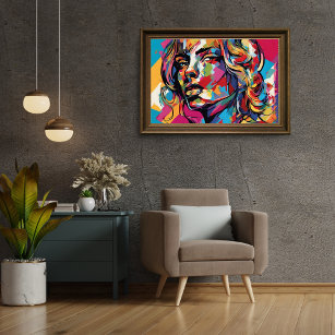 Colorful Abstract Woman Pop Art Design  Poster