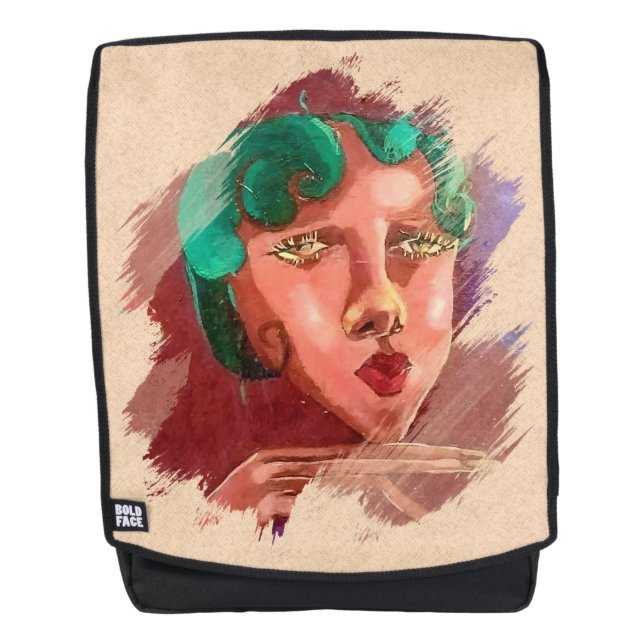 Colorful Abstract Woman Portrait Backpack (Front)
