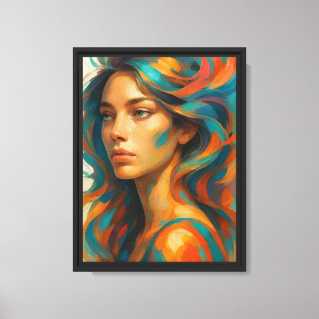Colorful Abstract Woman Portrait Canvas Print (Front)