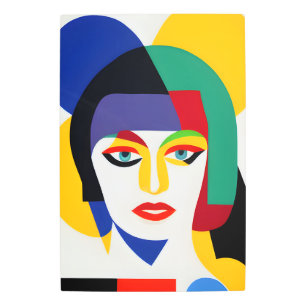 Colorful Abstract Woman Portrait Geometric Metal Print
