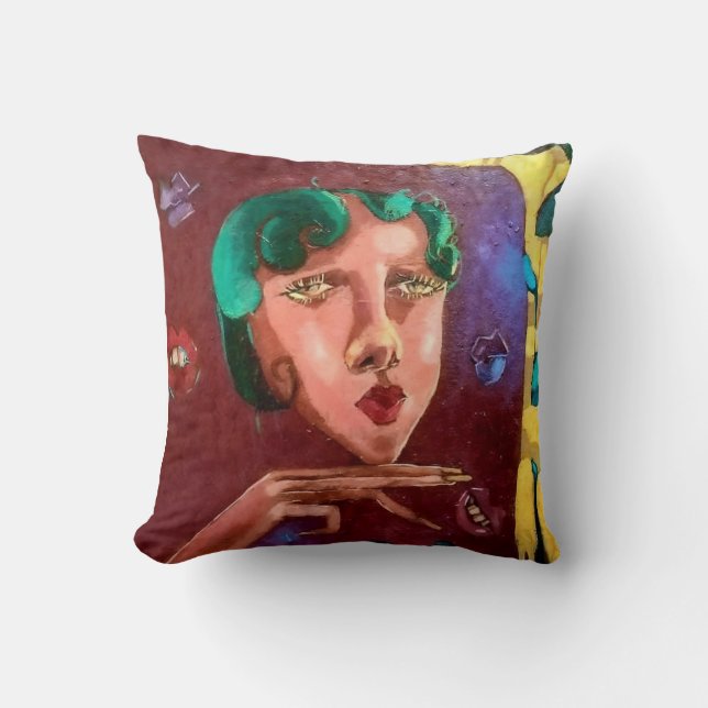Colorful Abstract Woman Portrait  Throw Pillow (Front)