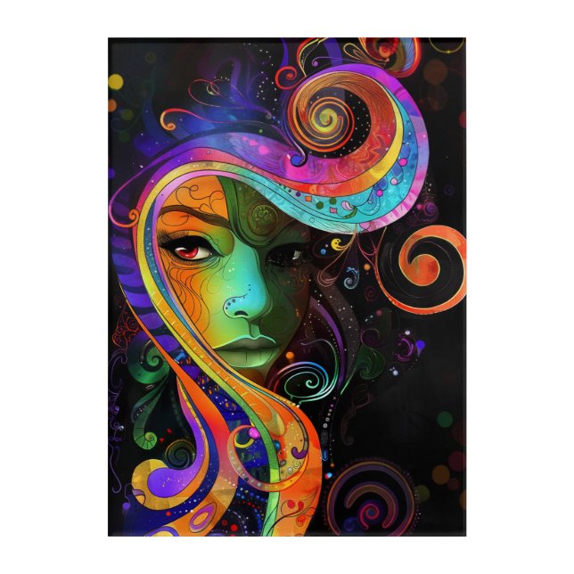Colorful Abstract Women Acrylic Print (Front)