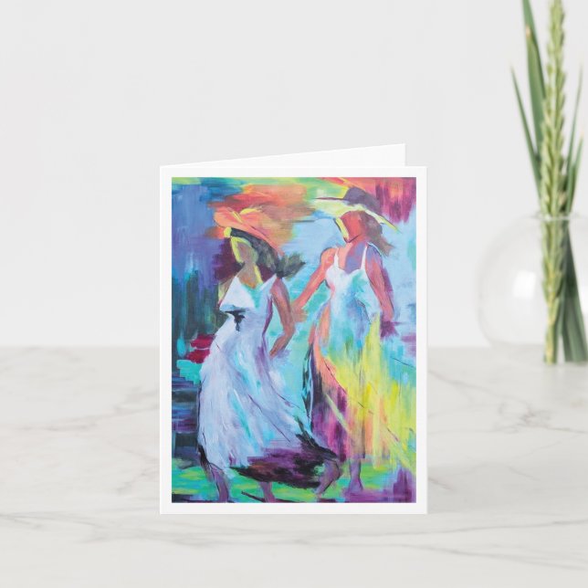 Colorful Abstract Women  Letterpress Thank You Card (Front)