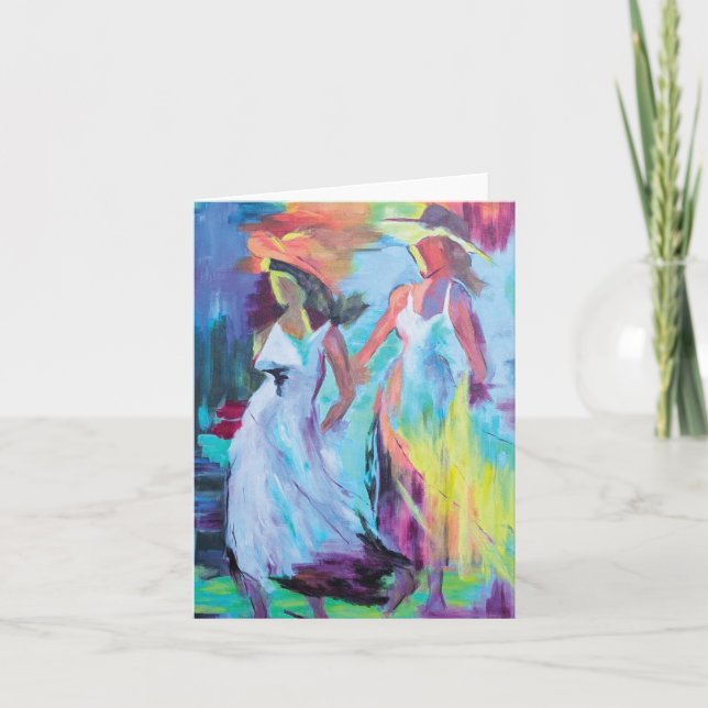 Colorful Abstract Women  Thank You Card (Front)
