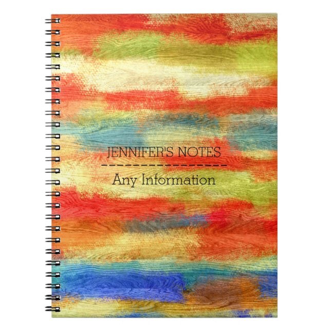 Colorful Abstract Wood Grain Texture Notebook (Front)