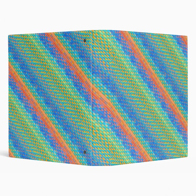 Colorful Abstract Woven Digital Pattern 3 Ring Binder (Background)