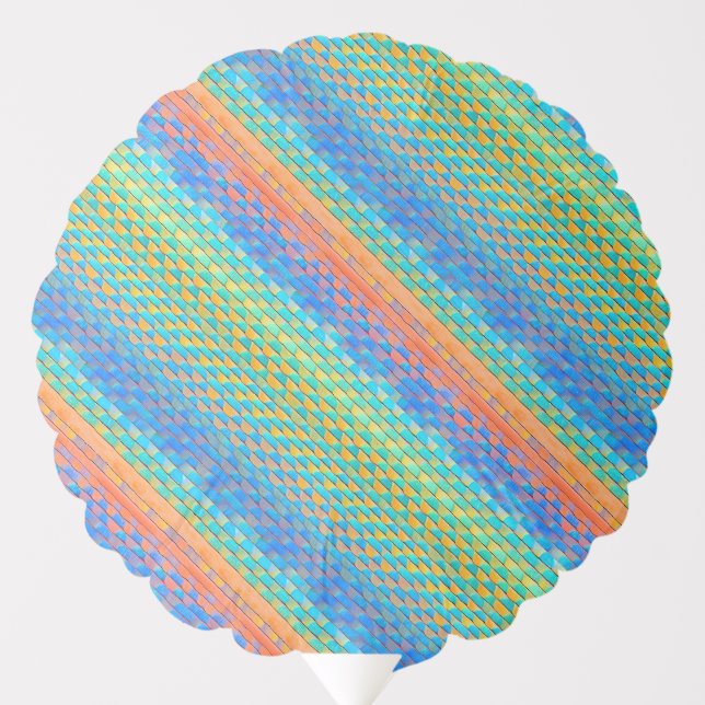 Colorful Abstract Woven Digital Pattern Balloon (Front)
