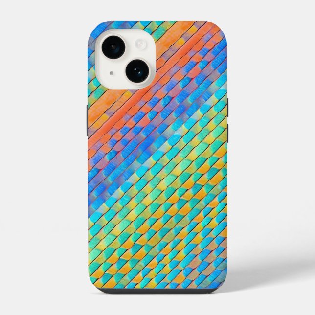 Colorful Abstract Woven Digital Pattern Iphone Case (Back)