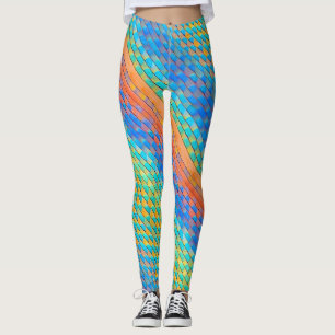 Colorful Abstract Woven Digital Pattern Leggings