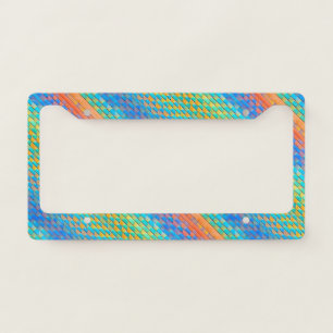 Colorful Abstract Woven Digital Pattern License Plate Frame