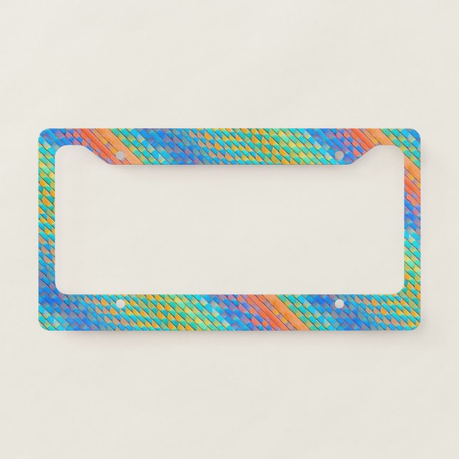 Colorful Abstract Woven Digital Pattern License Plate Frame (Front)