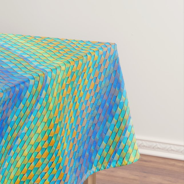Colorful Abstract Woven Digital Pattern Tablecloth (In Situ)