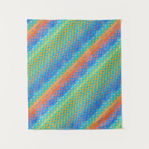 Colorful Abstract Woven Digital Pattern Tapestry