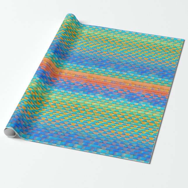 Colorful Abstract Woven Digital Pattern Wrapping Paper (Unrolled)