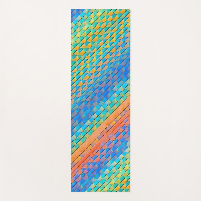 Colorful Abstract Woven Digital Pattern Yoga Mat (Front)