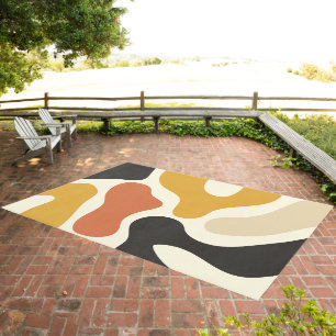 colorful Abstract yellow Black And White Pattern Outdoor Rug