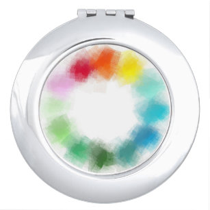 Colorful Abstract Yellow Orange Blue Green Pink Compact Mirror