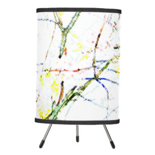 Colorful abstract yellow red blue green on white tripod lamp