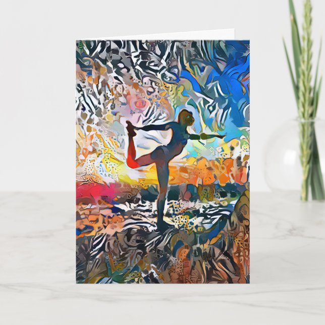 Colorful Abstract Yoga Pose Holiday Card (Front)