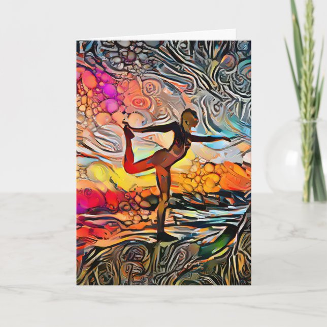 Colorful Abstract Yoga Pose Holiday Card (Front)