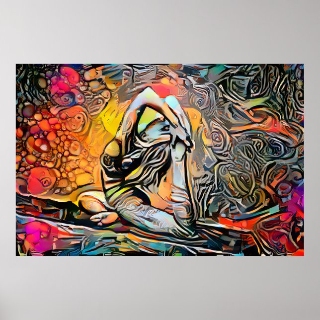 Colorful Abstract Yoga Pose Poster (Front)