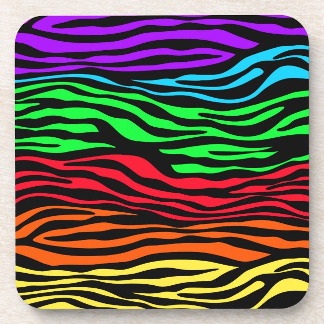 Colorful Abstract Zebra Coaster (Front)