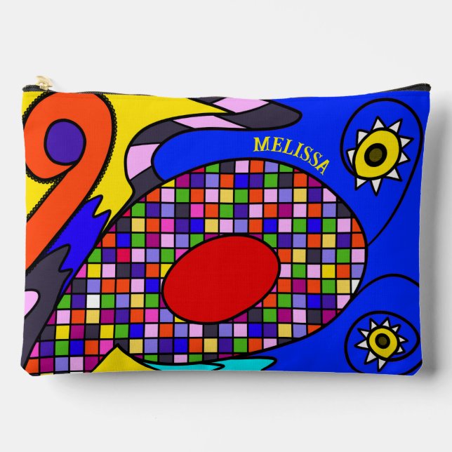 Colorful abstracted accessory pouch (Front)