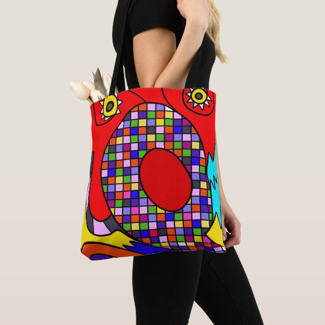 Colorful abstracted tote bag (Close Up)