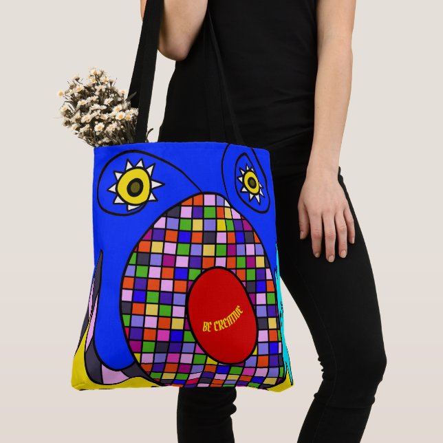 Colorful abstracted tote bag (Close Up)