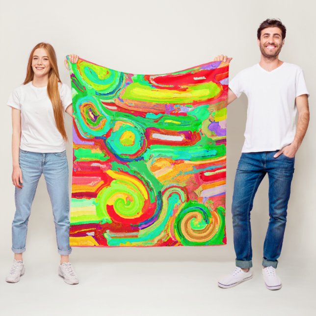 Colorful Abstraction Pattern Fleece Blanket (In Situ)