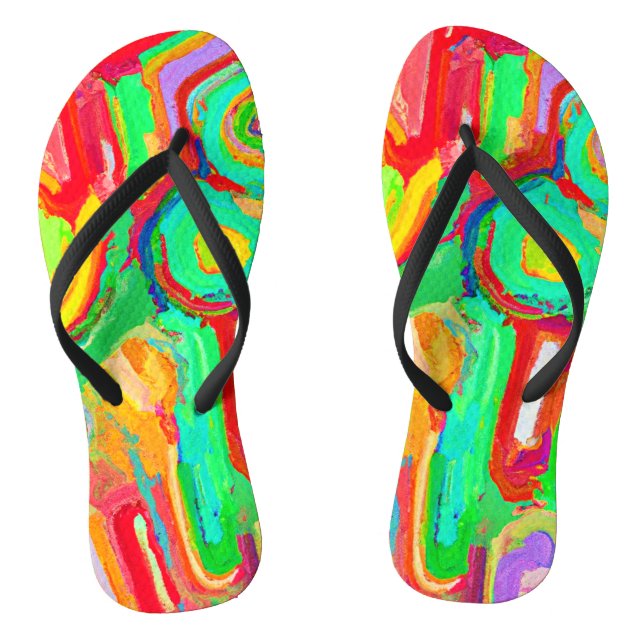 Colorful Abstraction Pattern Flip Flops (Footbed)