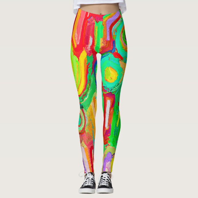 Colorful Abstraction Pattern Leggings (Front)