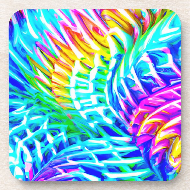 Colorful Abstractions Pattern Beverage Coaster (Front)